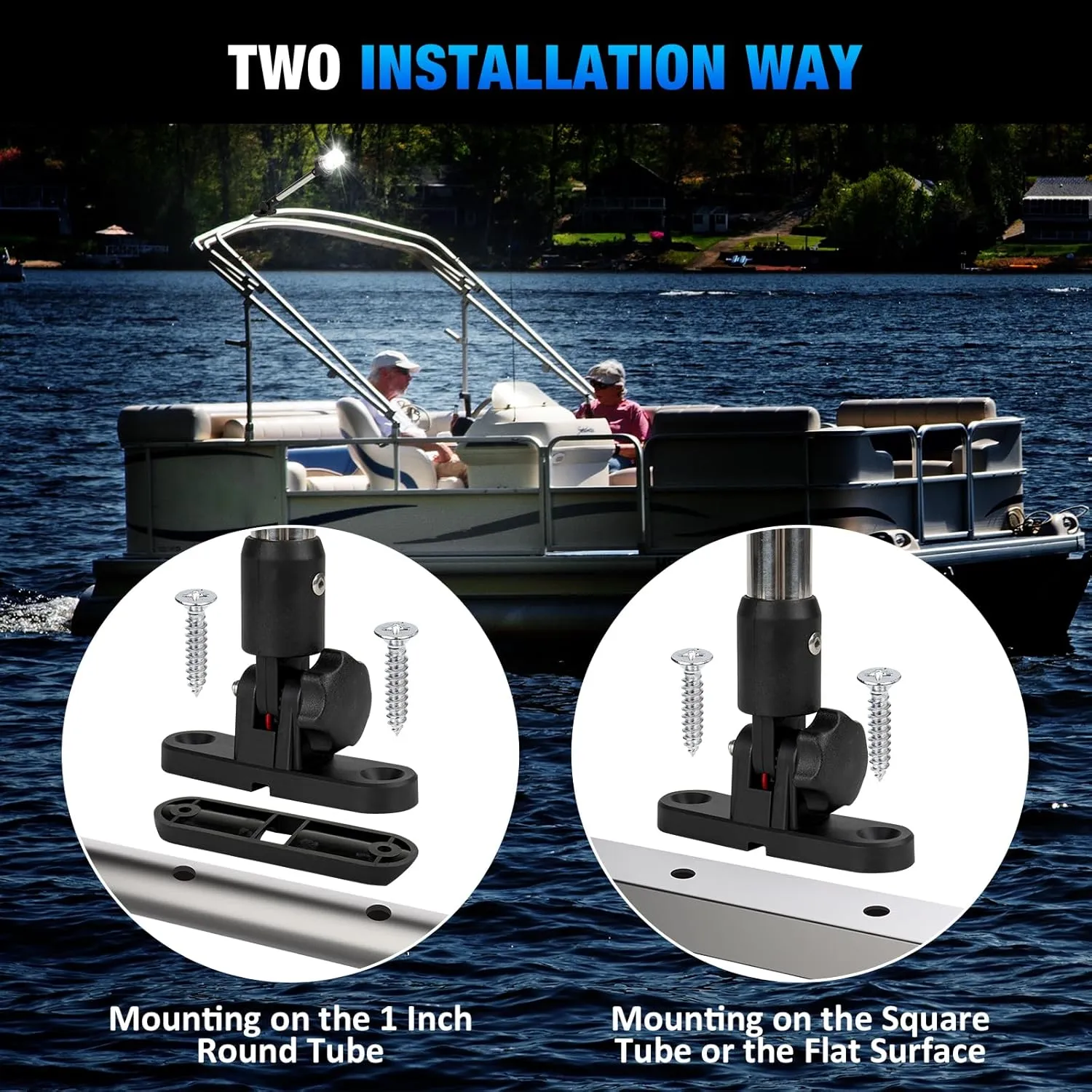 12 Inch Stern Light Bimini Top Anchor Light, LED Pontoon Navigation Lights Waterproof IP67, 3 NM Visibility White Fold Down Rear Boat Lights for Jon Boat, Small Boats, Fishing Boats (12~24V)