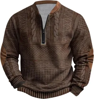 1/4 Zip Pullover Mens Lightweight Long Sleeve Quarter Zip Pull Over Jackets Western Mock Neck Pull Over Jackets
