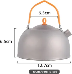 1PC Pure Titanium Outdoor Kettle 400ML Camping Portable Tea Cooking Titanium Kettle