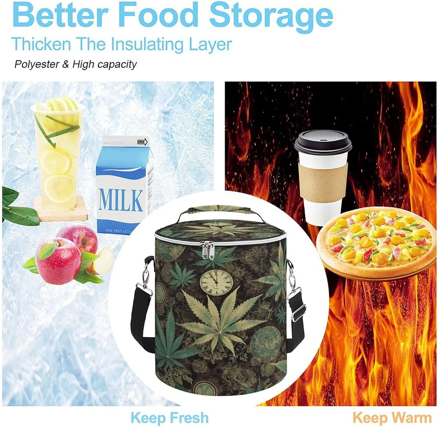 24 Cans Collapsible Soft Cooler Bag,A Puff in Time Weed Marijuana Large Leakproof Camping Cooler,Portable Travel Cooler for Picnic, Camping, Beach, Trip