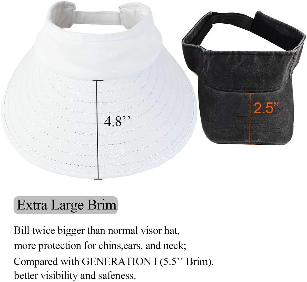 2PCS Wide Brim Sun Visor Hat Women Large UV Protective Golf Beach Cap, Korea Design