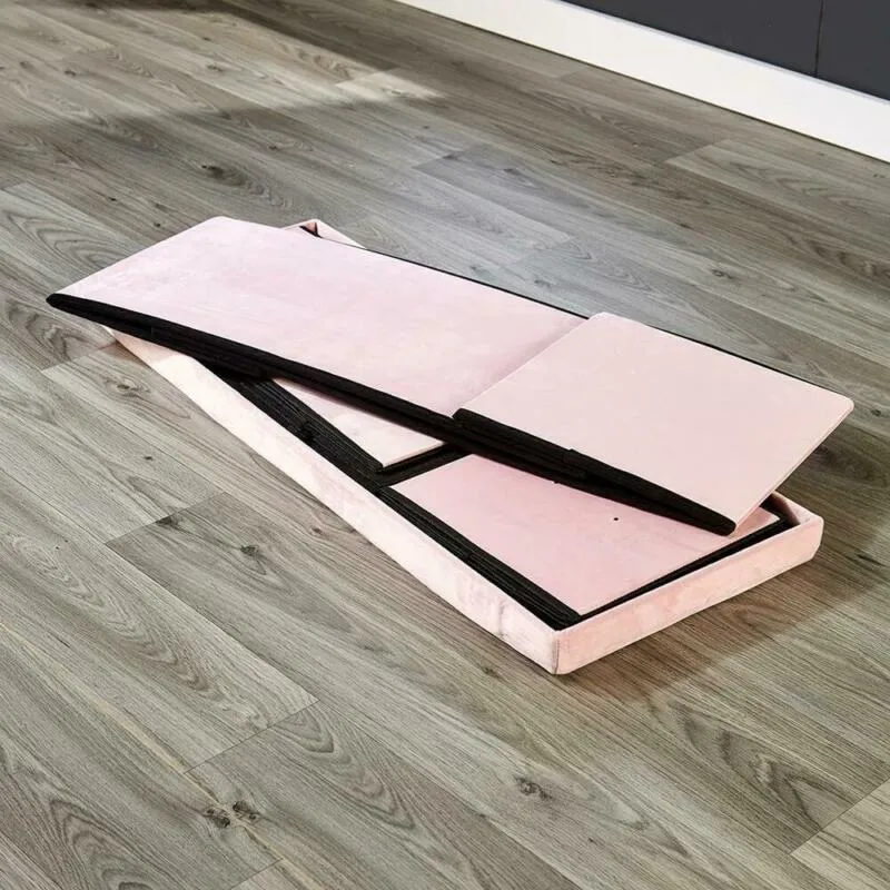 3 Drawer Pink Velvet Storage Bench