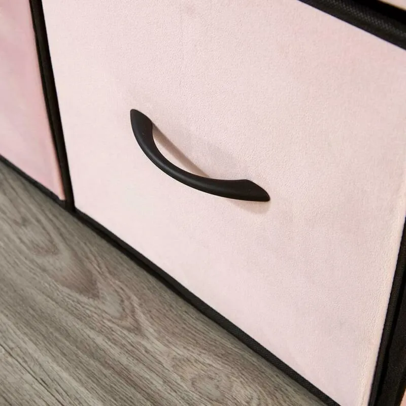 3 Drawer Pink Velvet Storage Bench