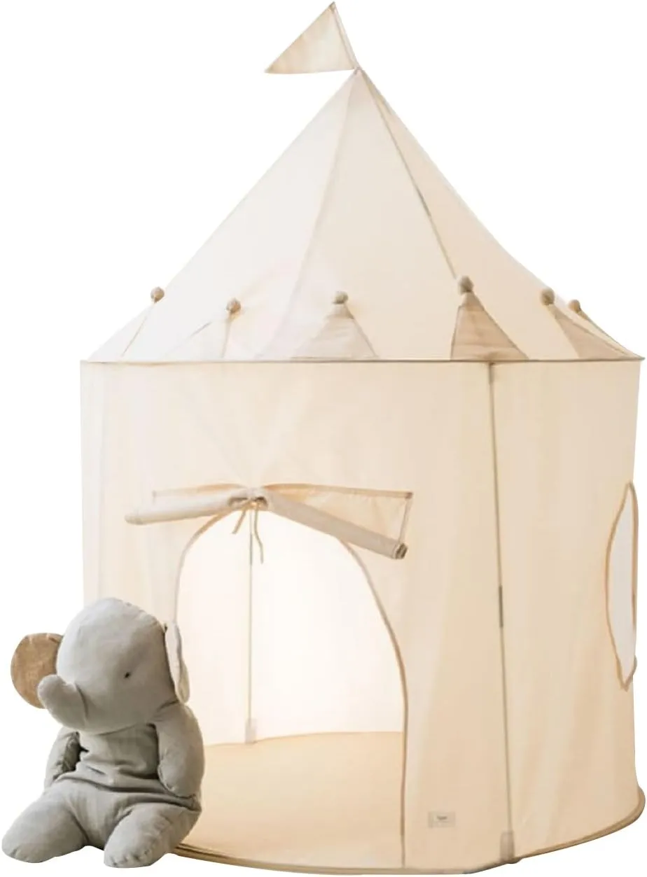 3 Sprouts Kids Play Tent - Sustainable Recycled Fabric – Fun Spacious Childs Playhouse for Indoor Games for Boys & Girls - Durable Fort Pop Up House for Toddlers & Children Age 3-10 - Beige