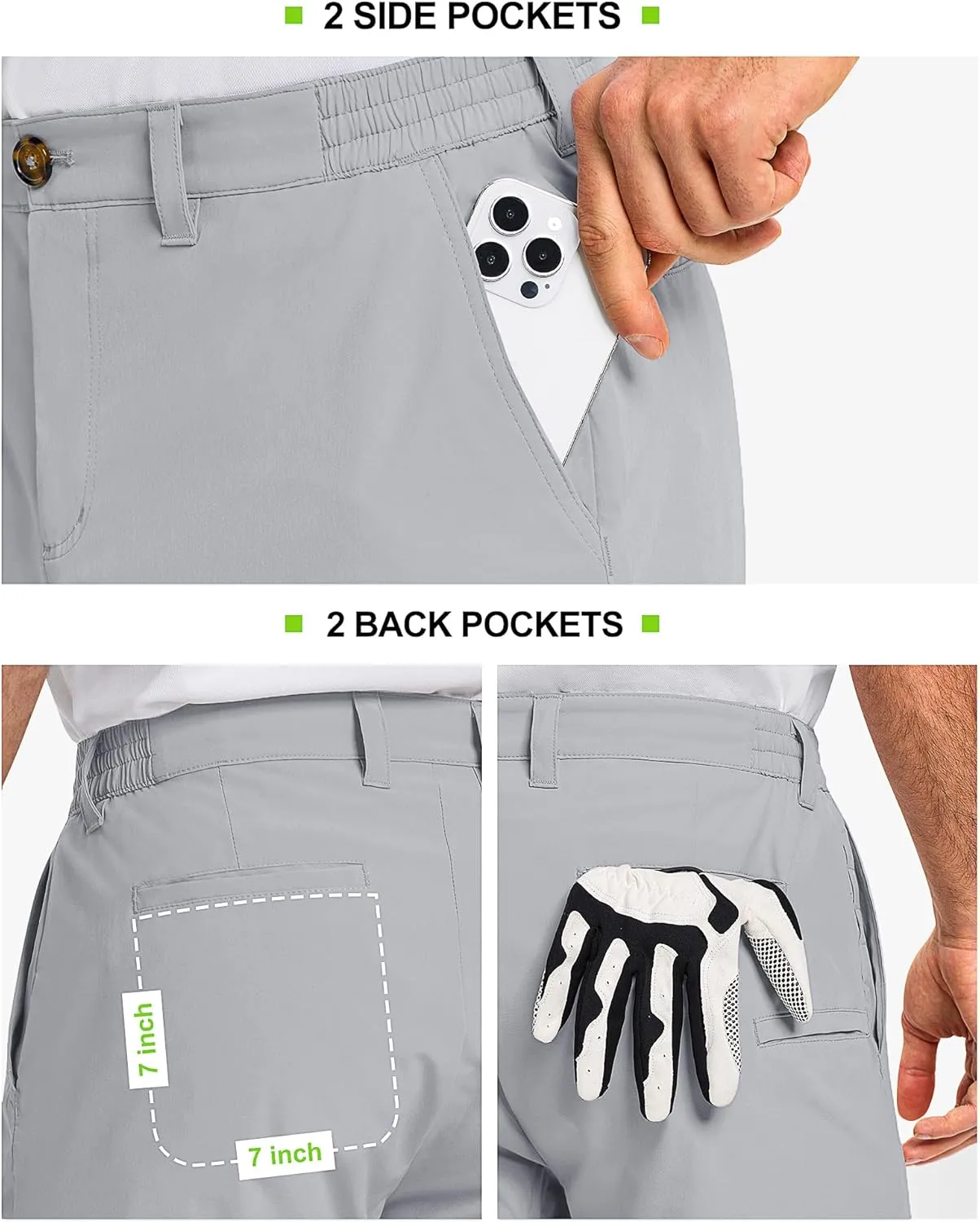 33,000ft Men's Golf Shorts 9" Dry Fit Stretch Golf Short UPF 50  Lightweight Flat Front Golf Shorts with Pockets