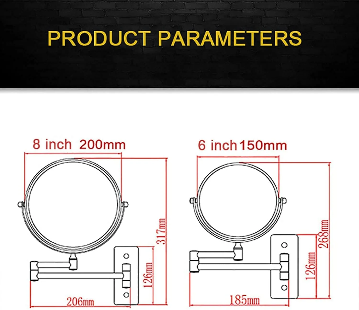 360 Degree Rotation Vanity Mirror,Travel Makeup Mirror with Stand,Magnifying Wall, Double Sided Makeup Mirror Magnifying,Bathroom Mirror, Foldable Wall Mirror