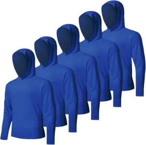 5 Pack Men's UPF 50  Sun Protection Hoodie Shirts Long Sleeve Shirts Quick Dry Lightweight for Running Workout Hiking Fishing