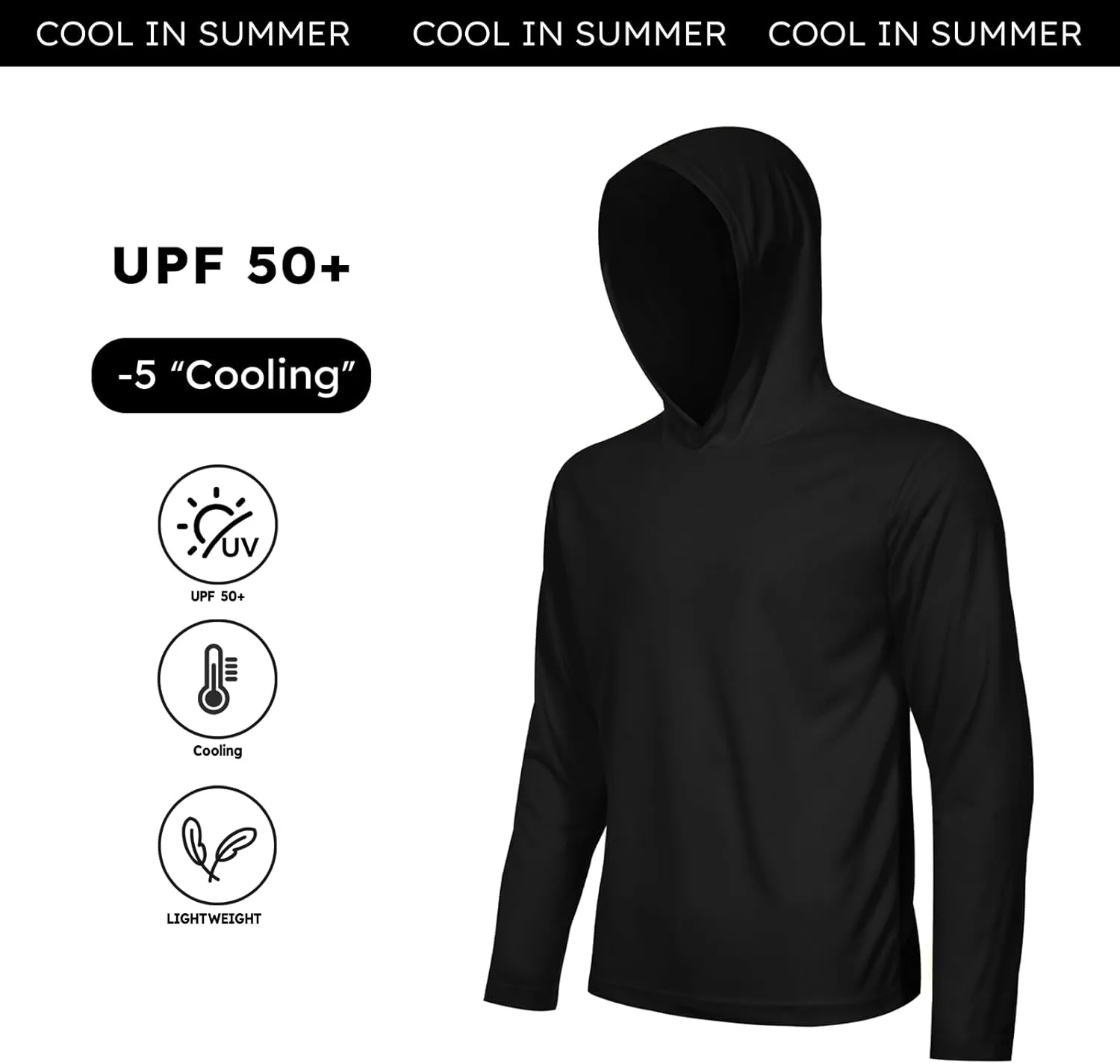5 Pack Men's UPF 50  Sun Protection Hoodie Shirts Long Sleeve Shirts Quick Dry Lightweight for Running Workout Hiking Fishing