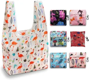 6 Pack Reusable Grocery Bags Set, Durable and Lightweight Foldable Grocery Bags, Washable Polyester Shopping Bags