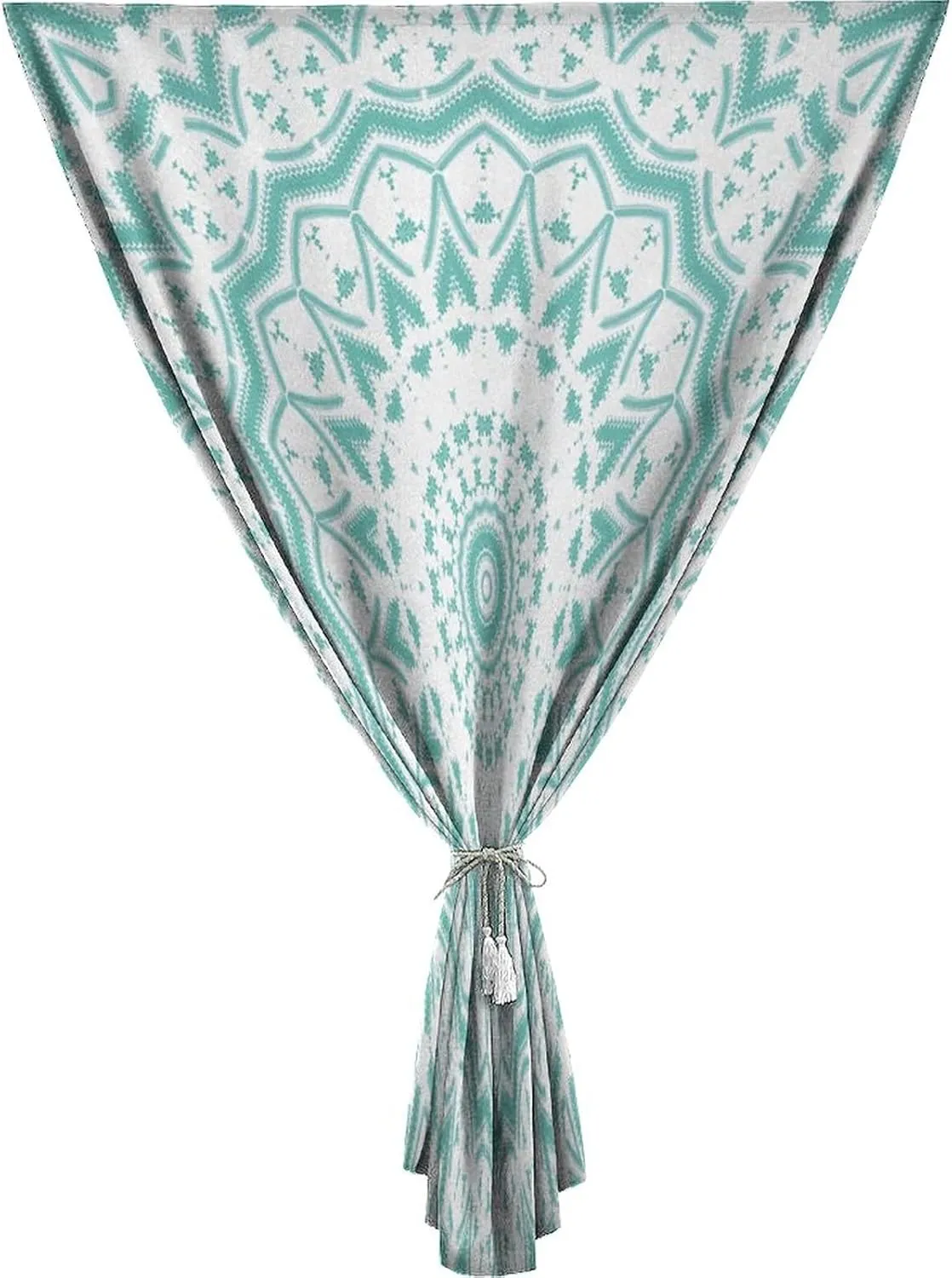 Adjustable Blackout Shades, Aqua Portable Blackout Curtain, Mandala Tribal Design Tie Dye Floral Leaves Art Print Living Room Bedroom Window Drapes,35W x63L Inch, for Kitchen Bathroom Living Room