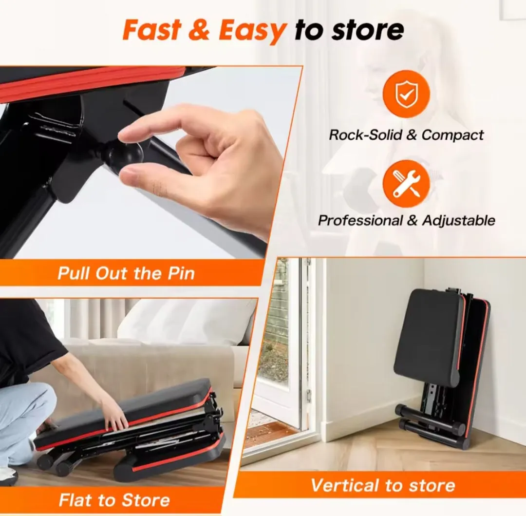Adjustable Weight Bench 795LB Capacity Foldable Workout Bench Press for Home Gym Full Body Exercise and Strength Training Lifting Sit-up Incline Decline Flat Utility Bench 2 Sec Fast Folding