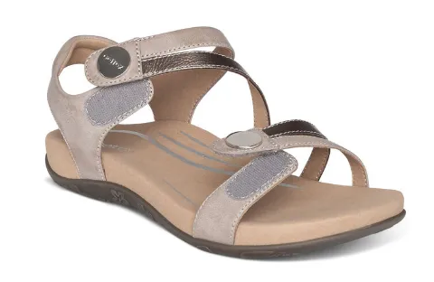 Aetrex Women's Jess Smoke Adjustable Quarter Strap Sandal SE216