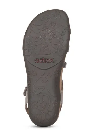 Aetrex Women's Jess Smoke Adjustable Quarter Strap Sandal SE216