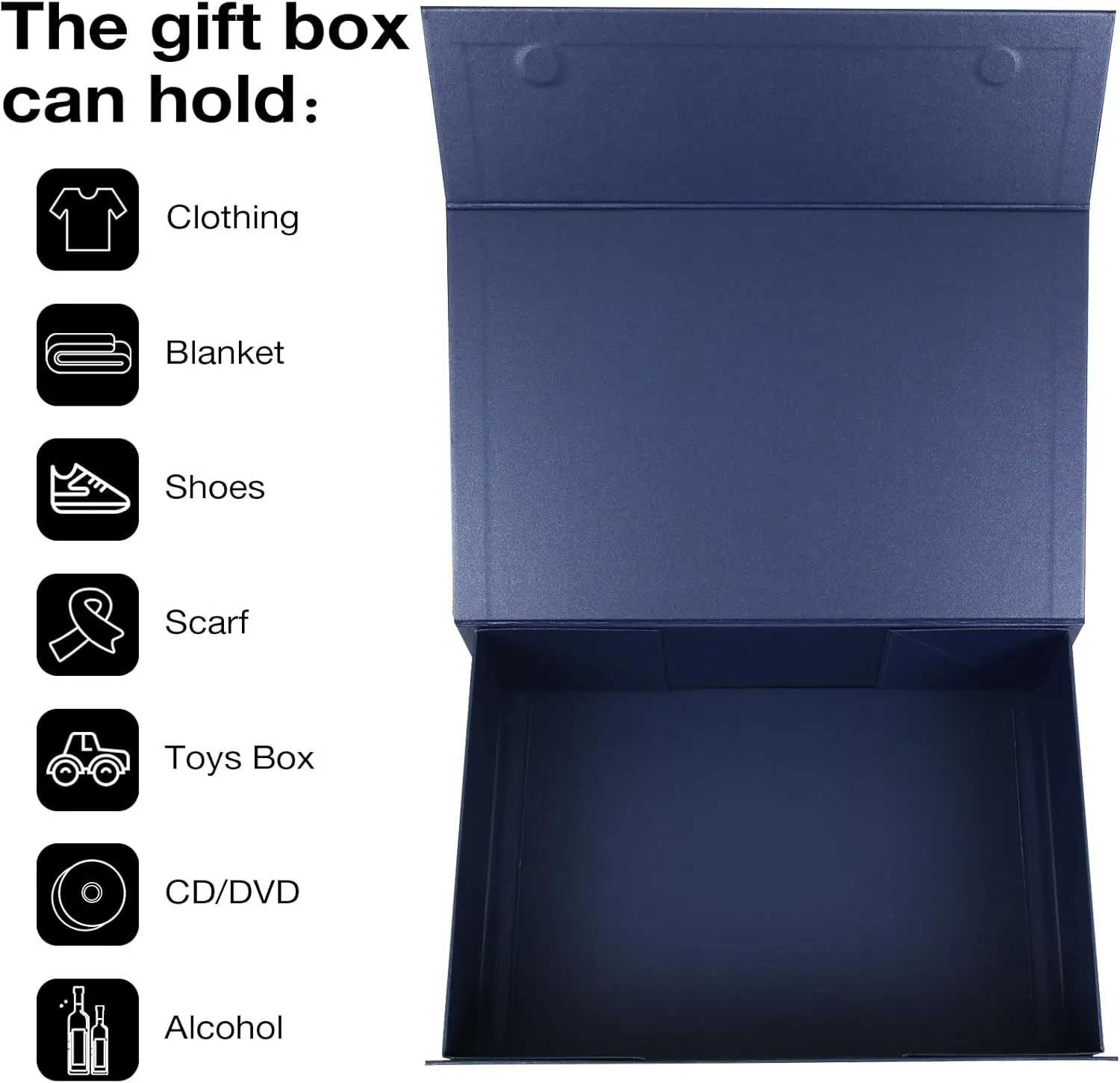 Aimyoo Navy Blue Collapsible Gift Box with Magnetic Closure Lids 10.5x7x3 in, Bridesmaid Groomsmen Proposal Box, Medium Rectangle Box for Present Graduation Storage 3 Pack