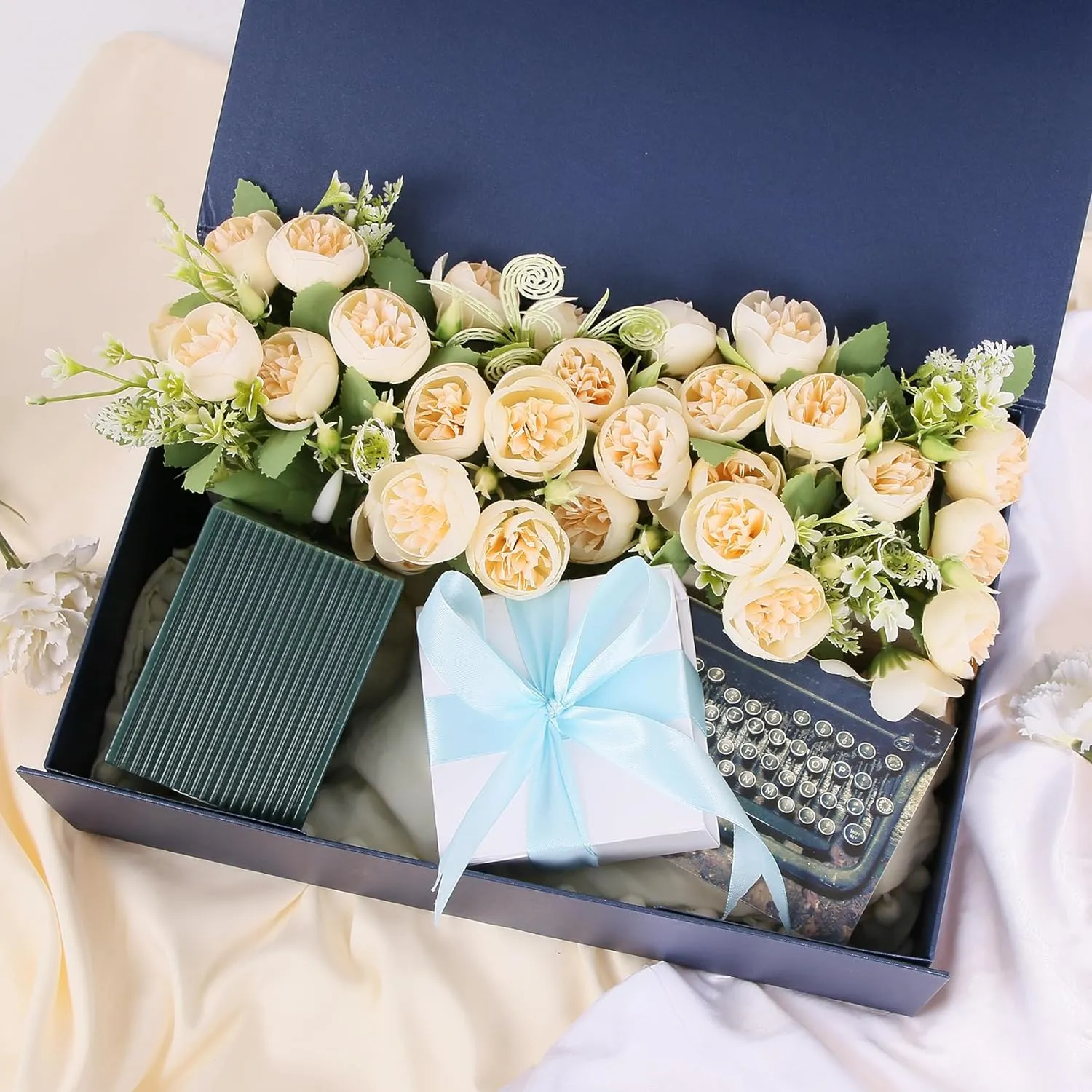 Aimyoo Navy Blue Collapsible Gift Box with Magnetic Closure Lids 10.5x7x3 in, Bridesmaid Groomsmen Proposal Box, Medium Rectangle Box for Present Graduation Storage 3 Pack