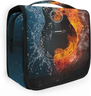 ALAZA Electric Guitar Water Fire Hanging Toiletry Bag for Women Travel Cosmetics Bag Large Capacity Makeup Pouch with Hook Bathroom Storage Bag Waterproof