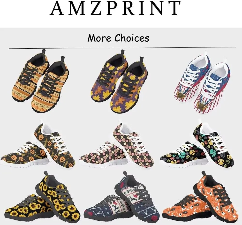AmzPrint Corgi Print Lightweight Non Slip School Running/Walking Sports Sneakers Lace Up Flat Girls Purple Sneakers Size 5