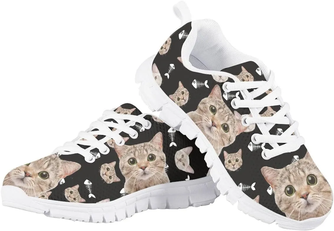 AmzPrint Corgi Print Lightweight Non Slip School Running/Walking Sports Sneakers Lace Up Flat Girls Purple Sneakers Size 5