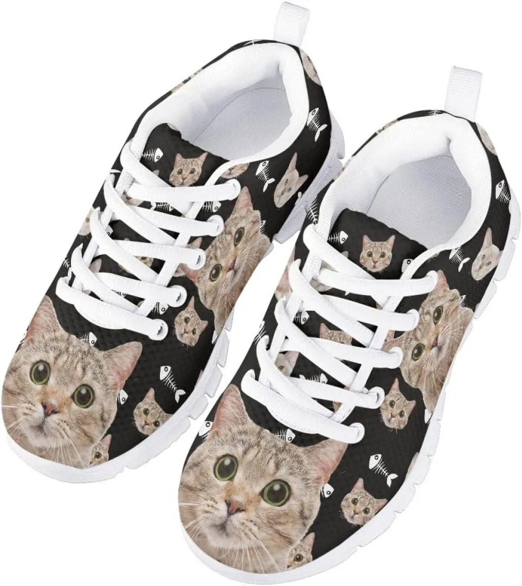 AmzPrint Corgi Print Lightweight Non Slip School Running/Walking Sports Sneakers Lace Up Flat Girls Purple Sneakers Size 5