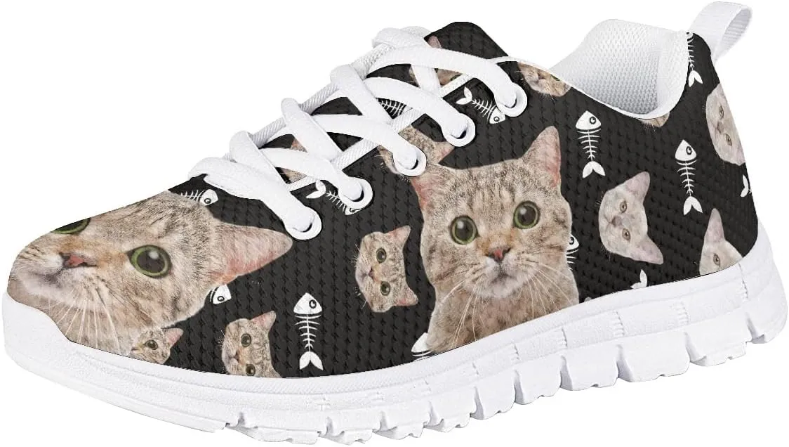 AmzPrint Corgi Print Lightweight Non Slip School Running/Walking Sports Sneakers Lace Up Flat Girls Purple Sneakers Size 5