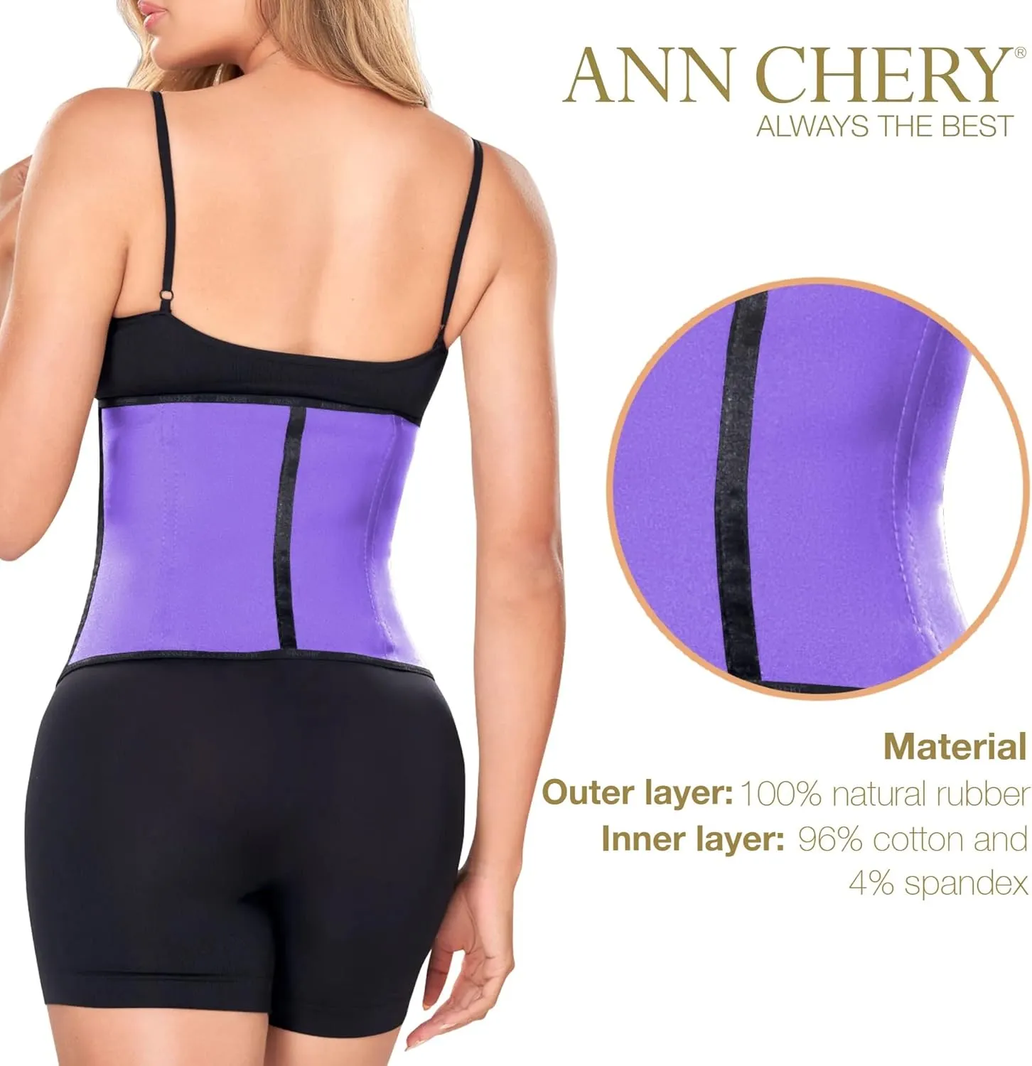 Ann Chery 2021 Latex Waist Trainer for Women |3 Hook Body Shaper|High Compression Colombian Waist Cincher |Daily & Sports Use
