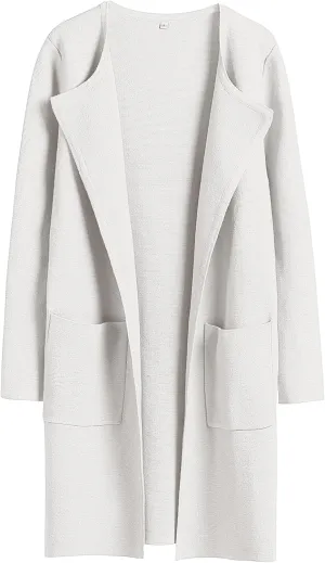 ANRABESS Women's Open Front Knit Lightweight Cardigan Casual Long Coatigan Sweater Lady Jacket Coat 2025 Fall Outerwear