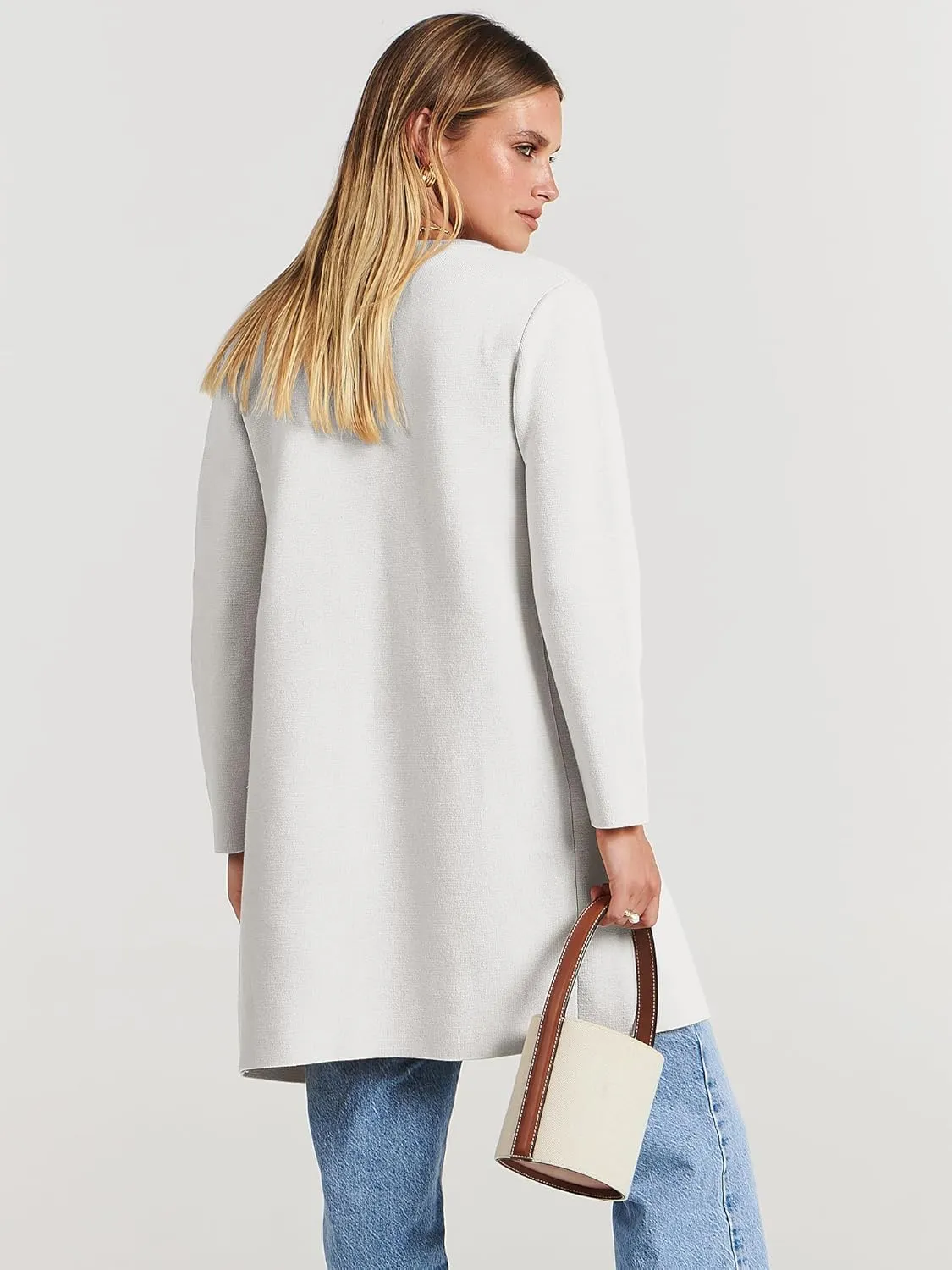ANRABESS Women's Open Front Knit Lightweight Cardigan Casual Long Coatigan Sweater Lady Jacket Coat 2025 Fall Outerwear