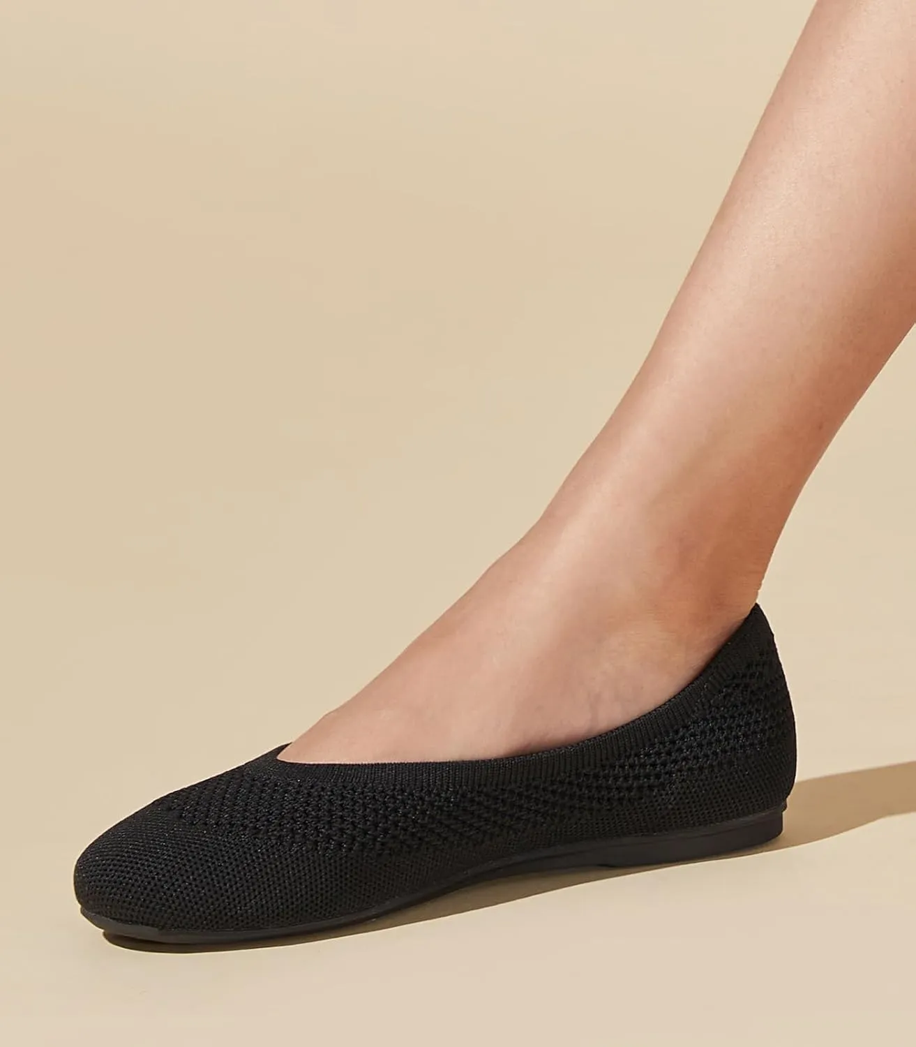 Arromic Flats Shoes for Women, Washable Round Toe Knit Ballet Flats Shoes with Comfortable Heel Cushions, Soft Slip on Dressy Shoes for Business Casual, Office, Work, Wedding