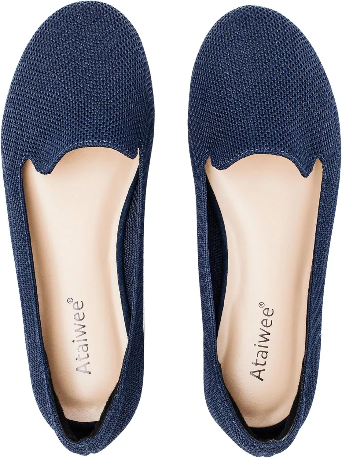 Ataiwee Women's Wide Width Flat Shoes - Casual Round Toe Breathable Plus Size Comfortable Non-Slip Loafers.