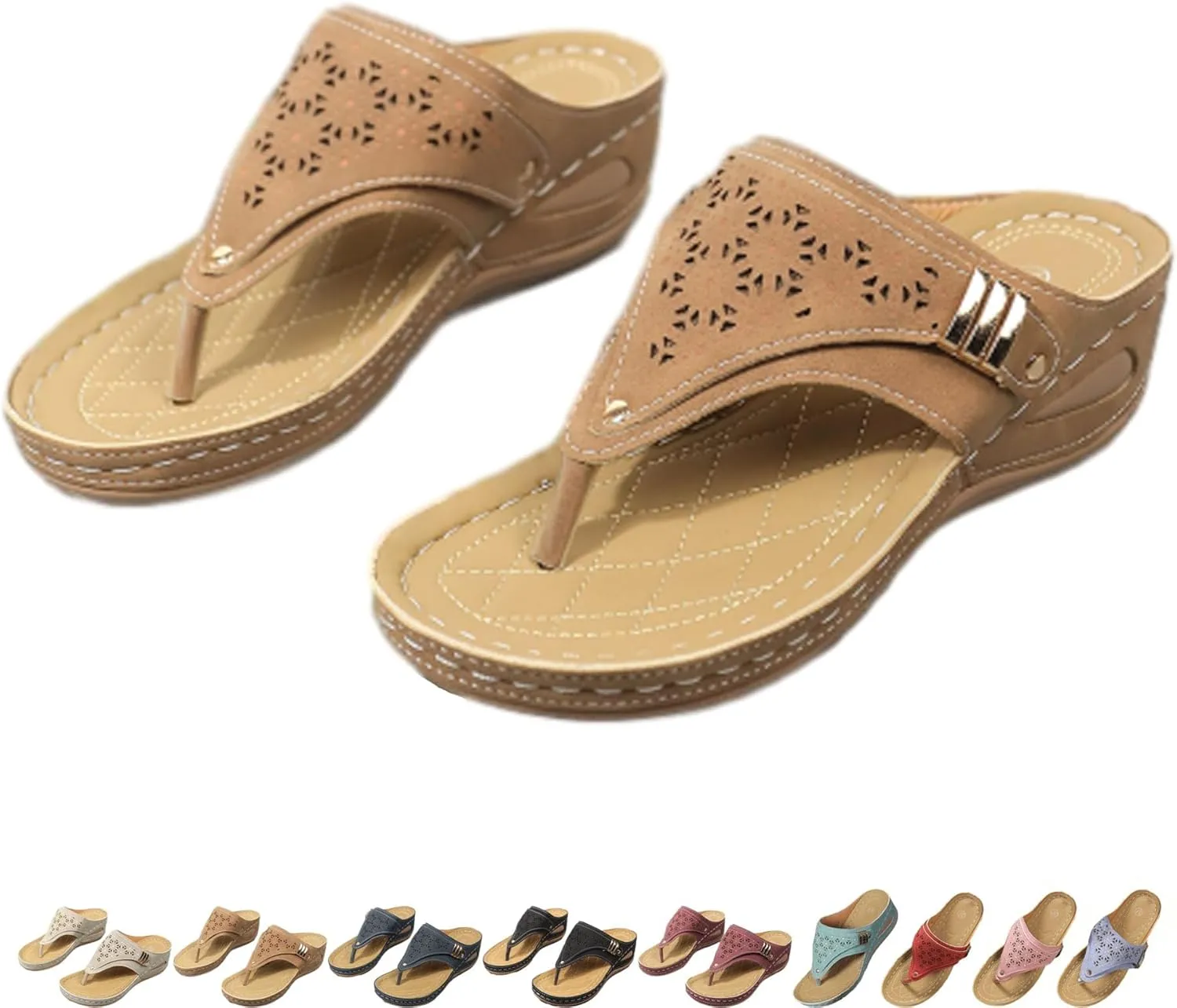 Avylays Orthopedic Sandals, Breathable Mesh Sports Sandals With Non-Slip Sole, Women’s Thick-Soled Wedge Heel Slippers