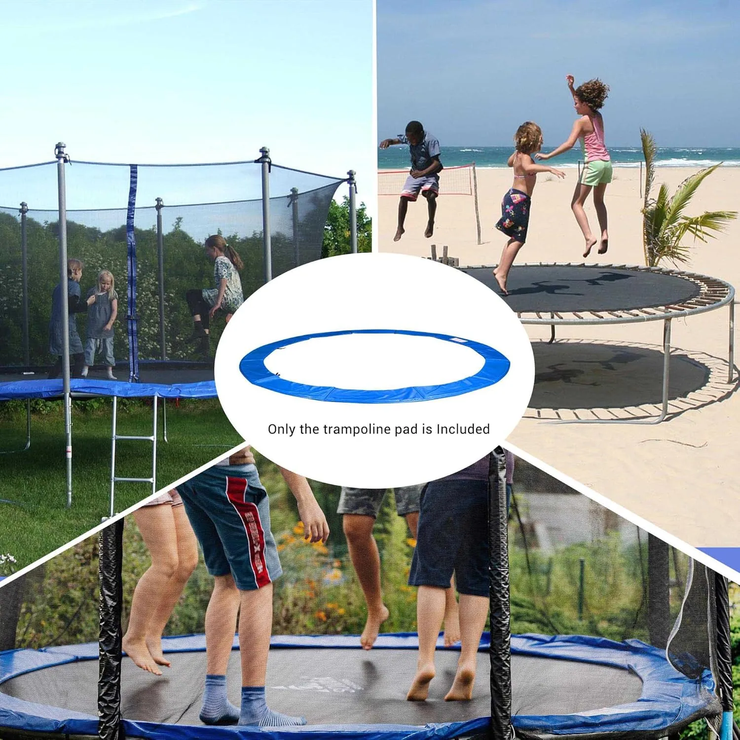 AW 12/13/14/15FT Trampoline Spring Cover Replacement Trampoline Safety Pad Trampoline Accessories, UV-Resistant, PVC EPE Foam Protection Blue/Multicolor/Green