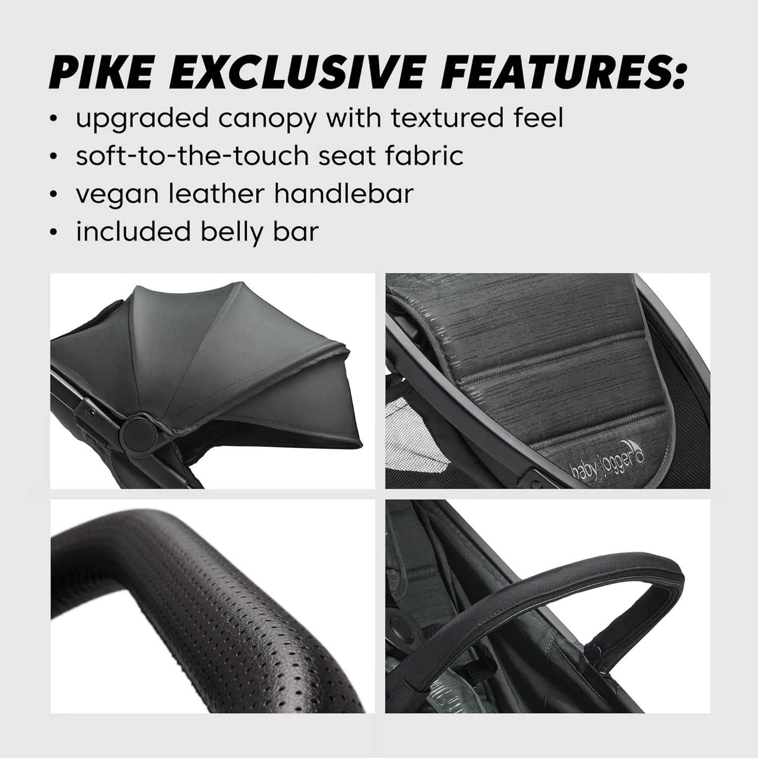 Baby Jogger City Tour 2 Ultra-Compact Travel Stroller, Lightweight, Foldable, Pike Exclusive Includes Belly Bar, Leatherette Handlebar, and Premium Fabric