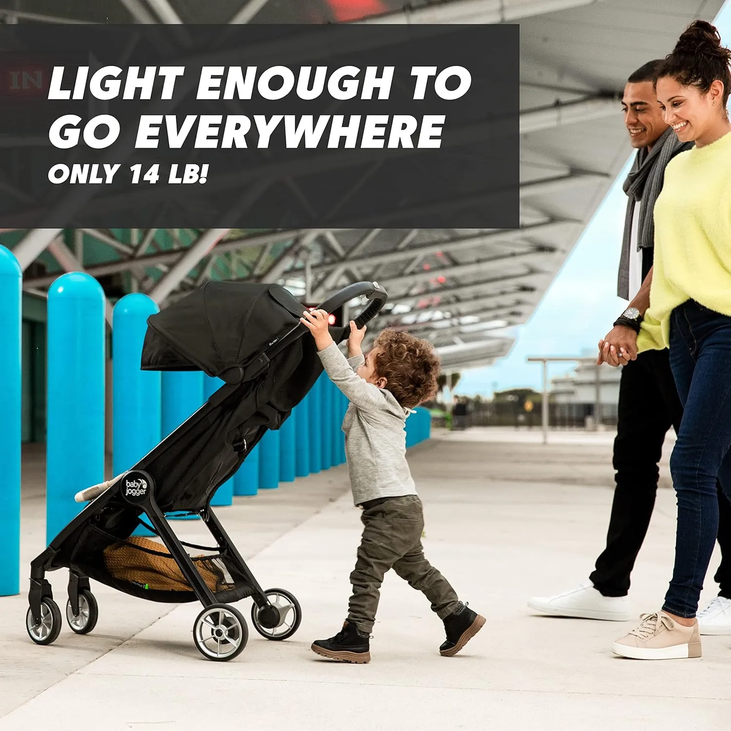 Baby Jogger City Tour 2 Ultra-Compact Travel Stroller, Lightweight, Foldable, Pike Exclusive Includes Belly Bar, Leatherette Handlebar, and Premium Fabric