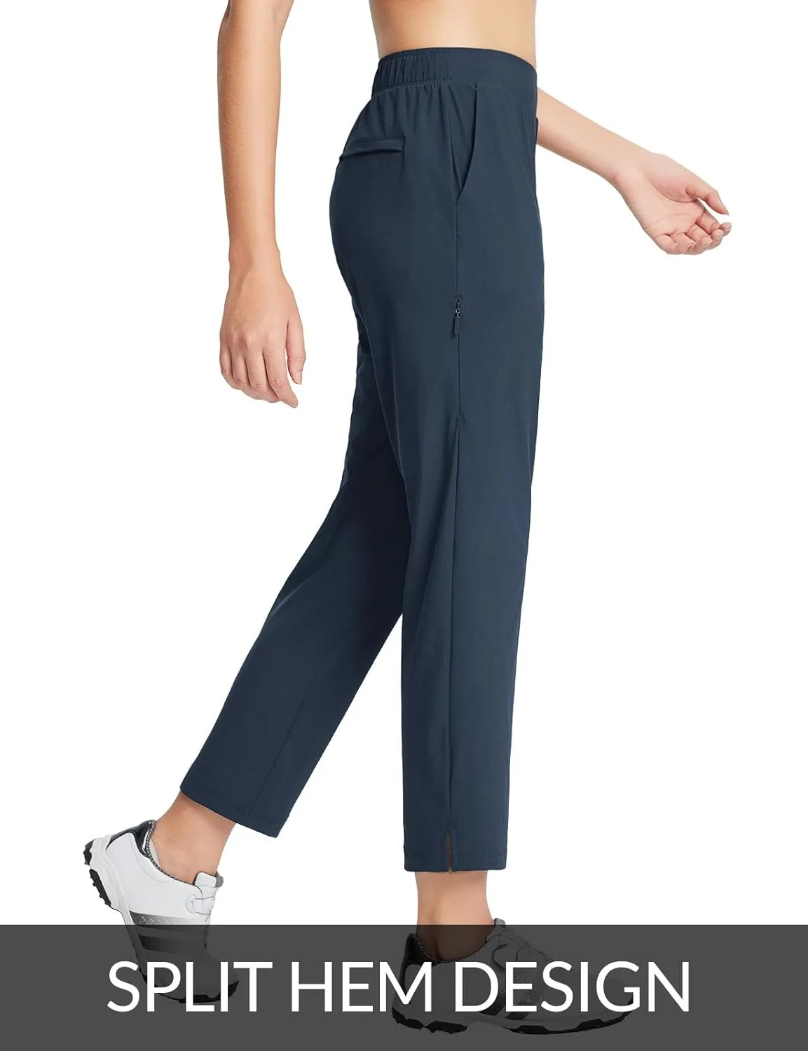 baleaf Women's Golf Pants Petite Stretch Lightweight 7/8 Travel Pants Zip Pockets Casual Work Ankle