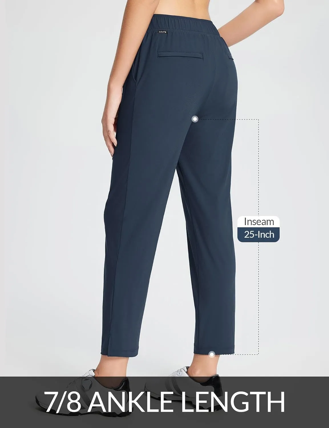 baleaf Women's Golf Pants Petite Stretch Lightweight 7/8 Travel Pants Zip Pockets Casual Work Ankle