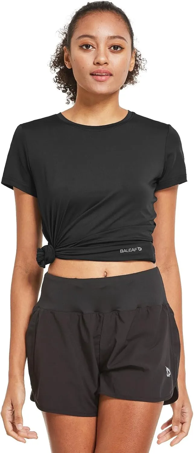 baleaf Women's Short Sleeve Running Workout Shirts Athletic Tops Lightweight Quick Dry Training Yoga Crewneck