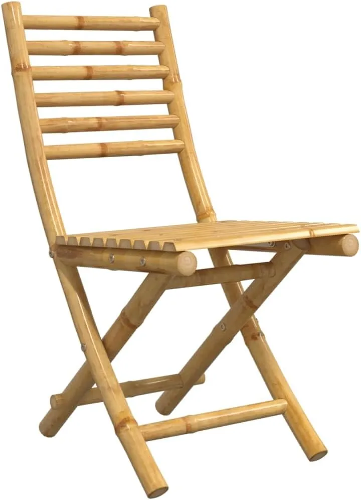 Bamboo Folding Patio Chairs Set of 4, Outdoor Dining with Backrest, Natural Finish Foldable Garden Chairs for Patio Pool Beach Camping, 16.9x21.3x34.6 Inches