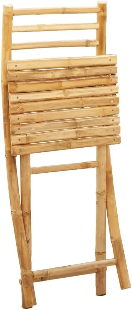 Bamboo Folding Patio Chairs Set of 4, Outdoor Dining with Backrest, Natural Finish Foldable Garden Chairs for Patio Pool Beach Camping, 16.9x21.3x34.6 Inches