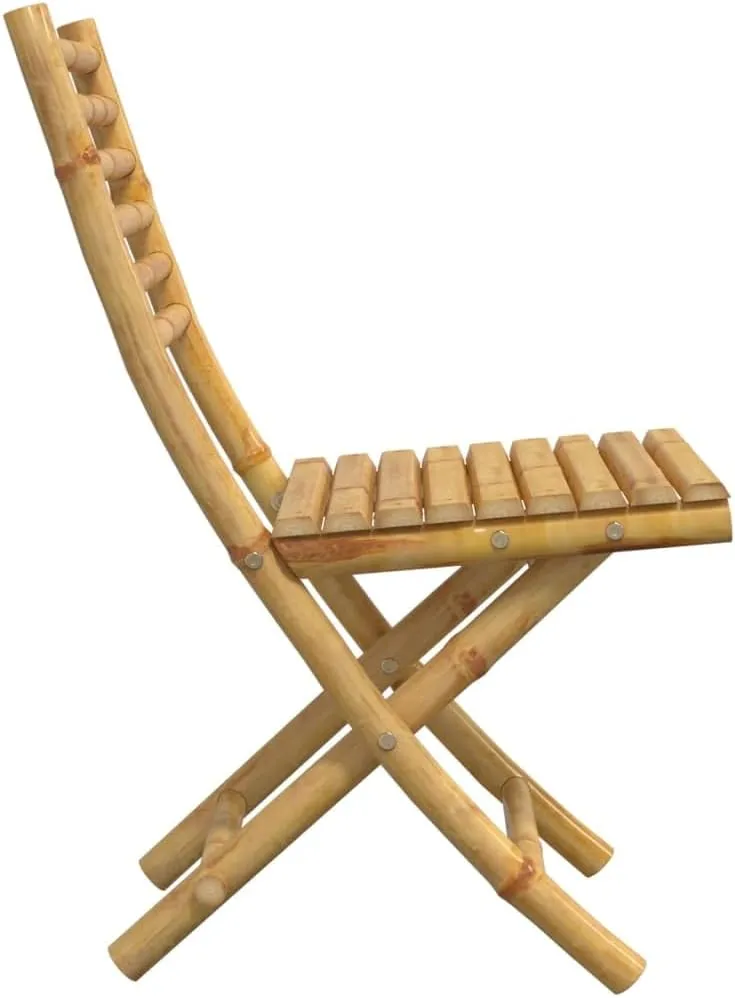 Bamboo Folding Patio Chairs Set of 4, Outdoor Dining with Backrest, Natural Finish Foldable Garden Chairs for Patio Pool Beach Camping, 16.9x21.3x34.6 Inches