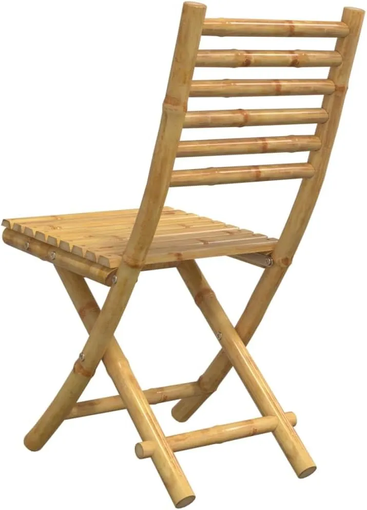 Bamboo Folding Patio Chairs Set of 4, Outdoor Dining with Backrest, Natural Finish Foldable Garden Chairs for Patio Pool Beach Camping, 16.9x21.3x34.6 Inches