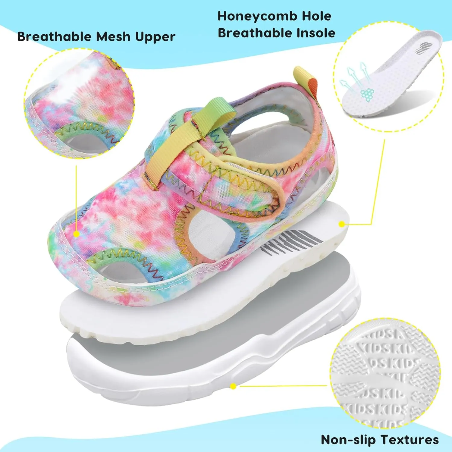 BARERUN Kids Water Shoes Boys Girls Barefoot Aqua Socks for Swim Surf Pool Beach Sport Lightweight Breathable Sandal Athletic Slip-On Sneaker for Toddler Outdoor Indoor