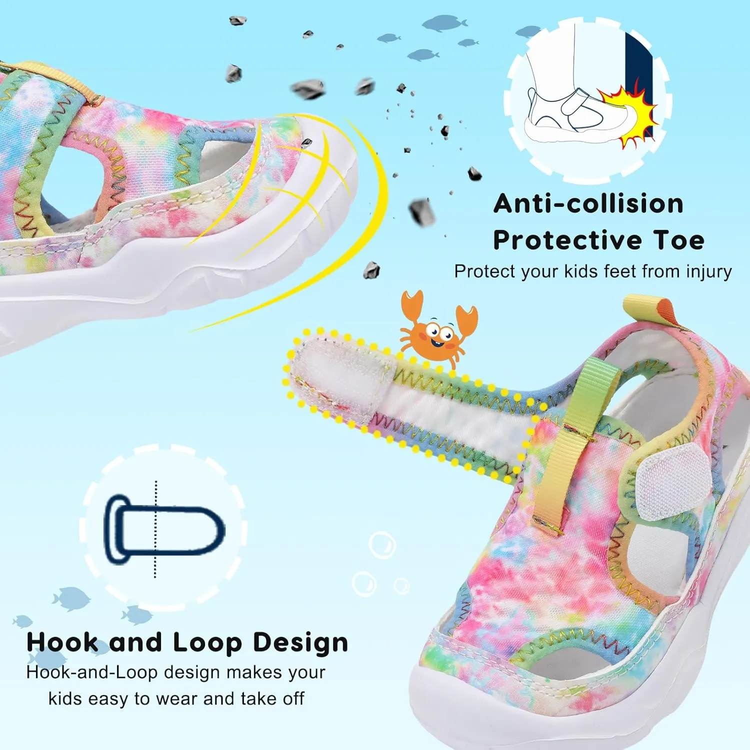 BARERUN Kids Water Shoes Boys Girls Barefoot Aqua Socks for Swim Surf Pool Beach Sport Lightweight Breathable Sandal Athletic Slip-On Sneaker for Toddler Outdoor Indoor