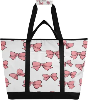 Beautiful Bow Tie Reusable Insulated Lunchbox Cooler Bag, Leakproof Kitchen Grocery Bag Collapsible Portable Cooler Tote Bag for Picnic, Camping, Office, Travel