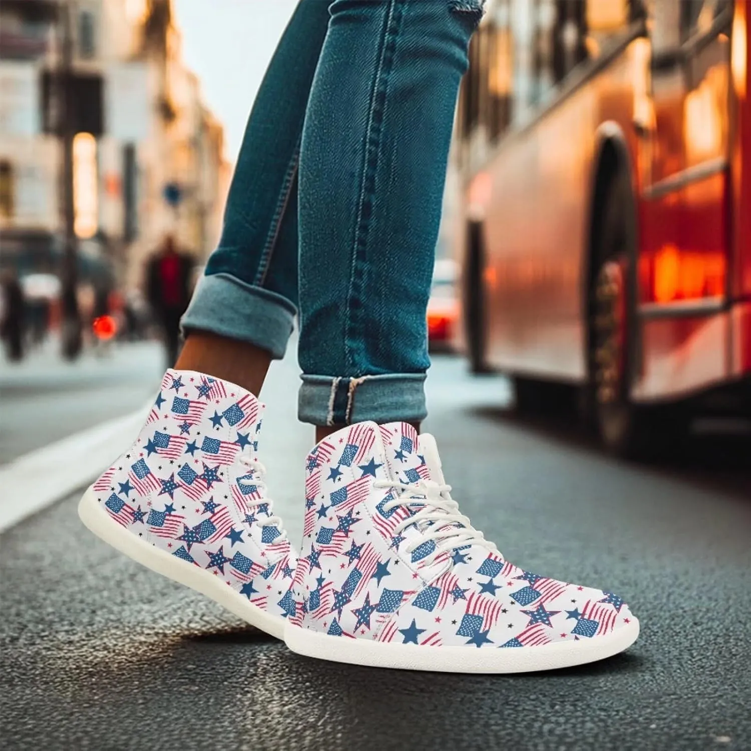 Belidome Women's High Tops Barefoot Shoes Slip On Casual Leather Boots Sneakers for Tennis