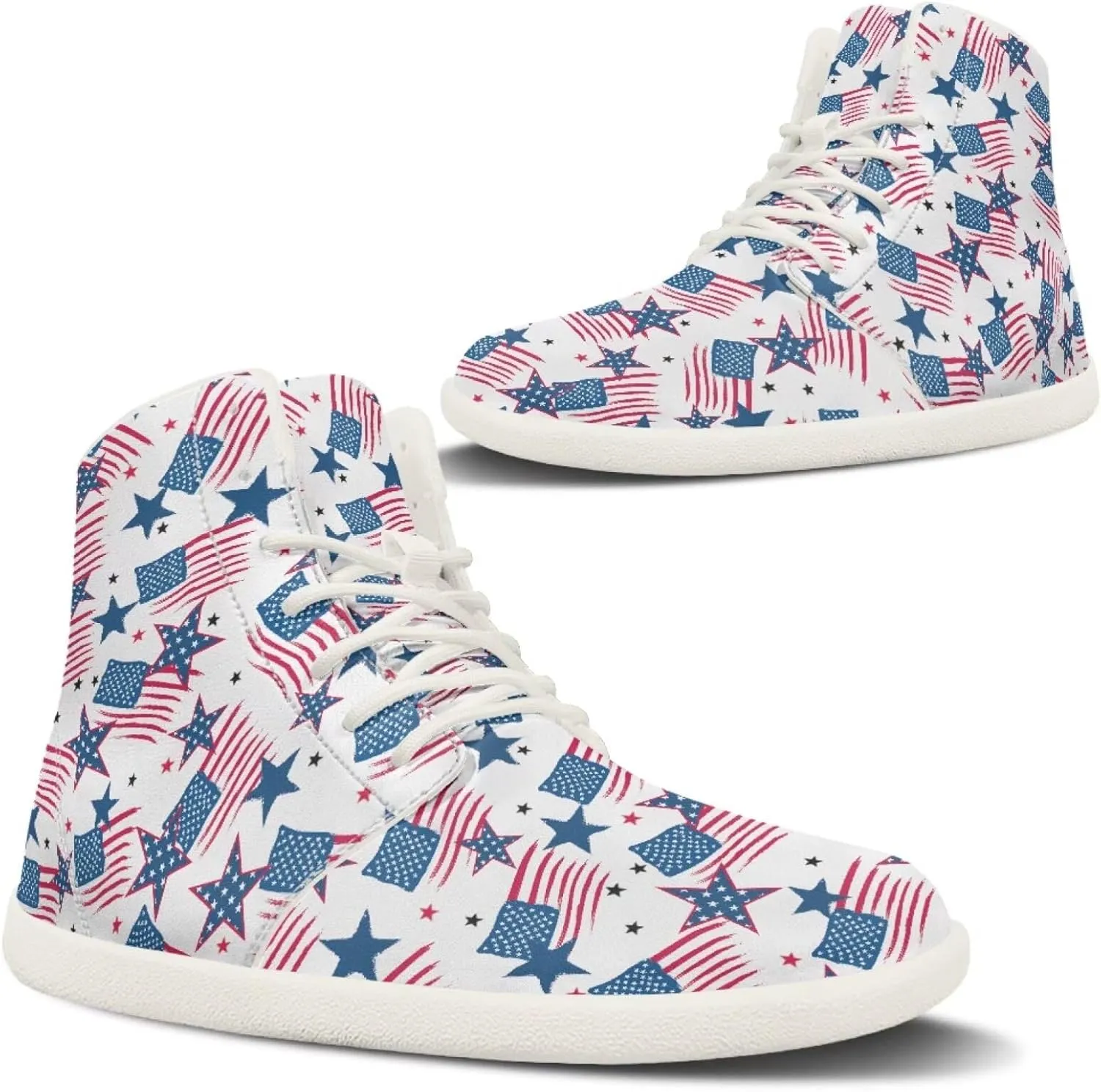 Belidome Women's High Tops Barefoot Shoes Slip On Casual Leather Boots Sneakers for Tennis