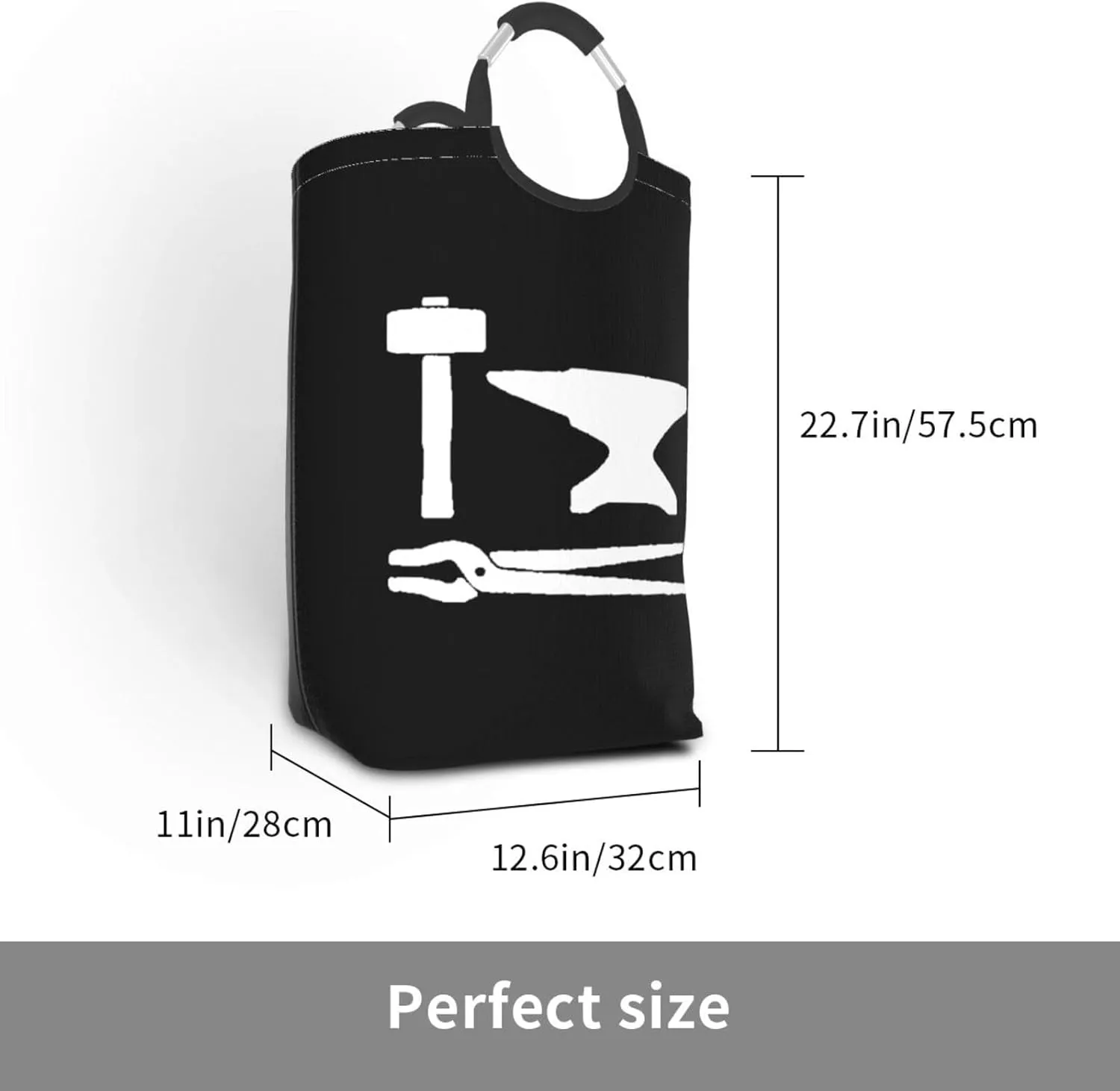 Blacksmith Hammer Cotton Calf Socks Dirty clothes hamper, foldable storage bag, laundry basket with handle 50 liters