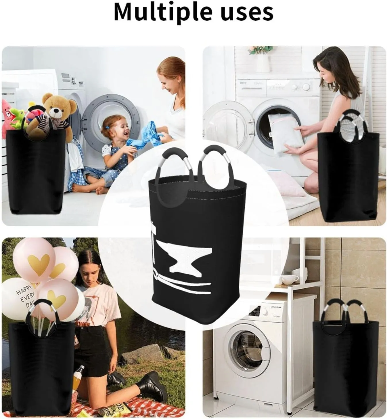 Blacksmith Hammer Cotton Calf Socks Dirty clothes hamper, foldable storage bag, laundry basket with handle 50 liters