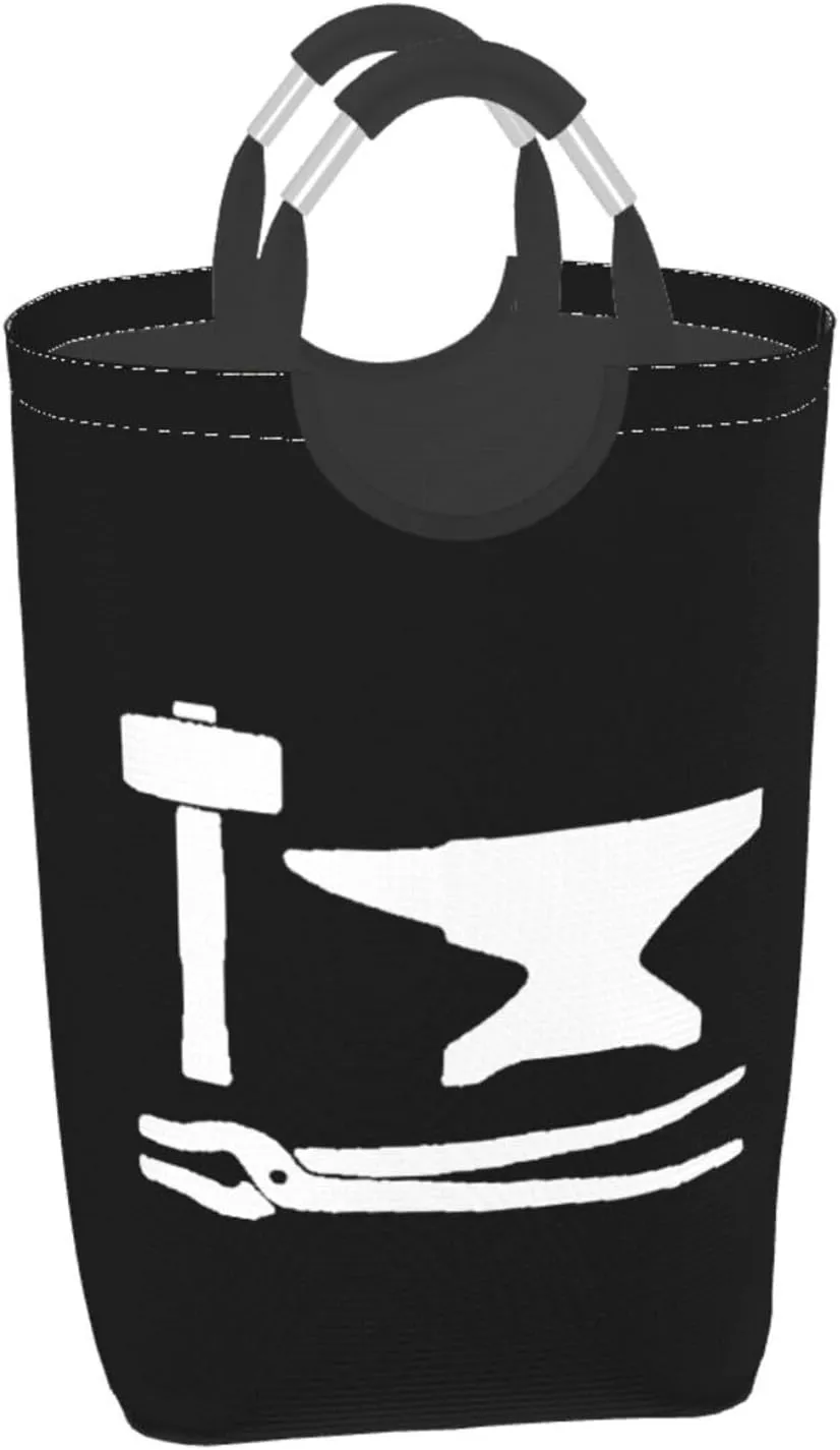 Blacksmith Hammer Cotton Calf Socks Dirty clothes hamper, foldable storage bag, laundry basket with handle 50 liters