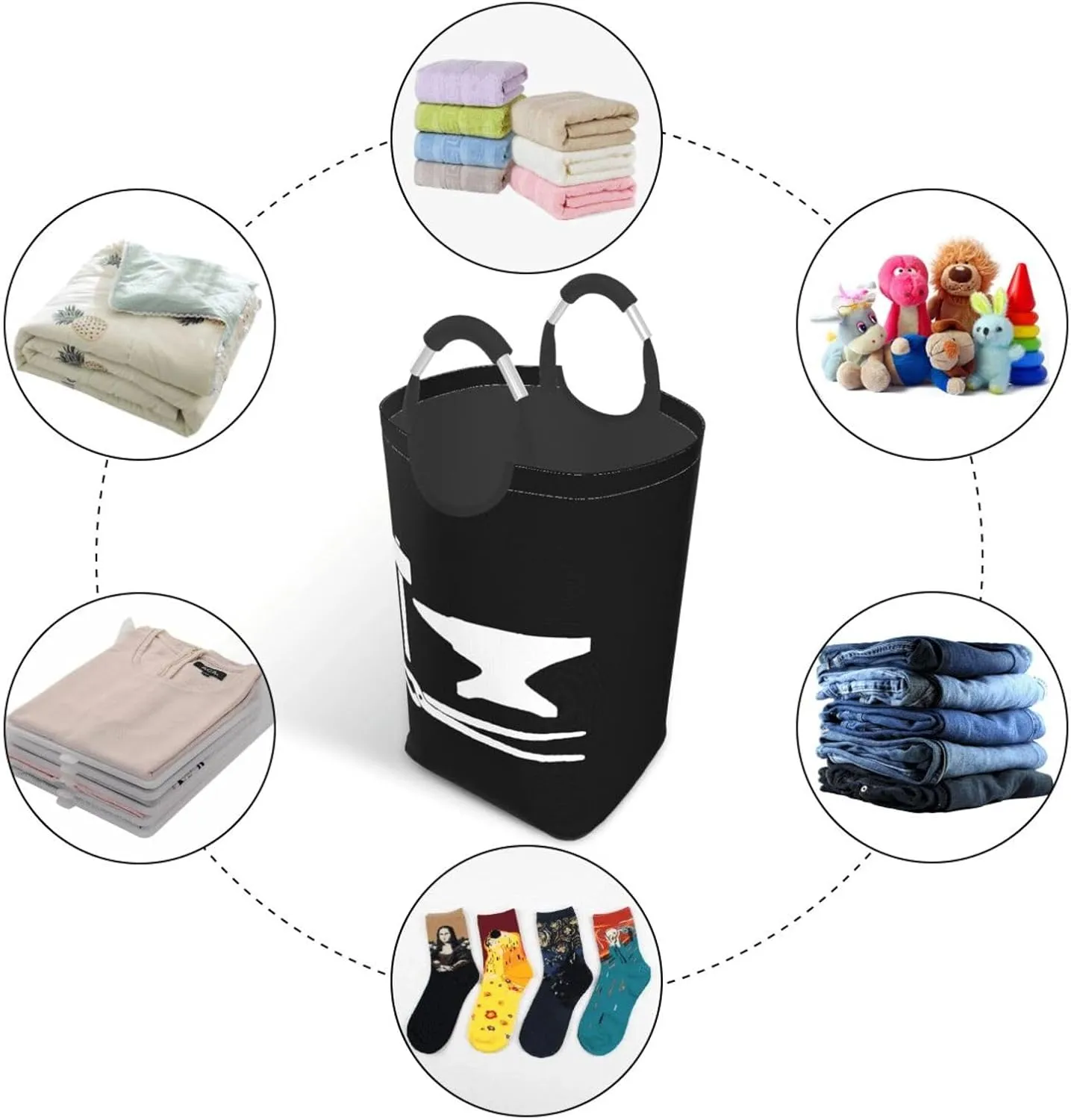 Blacksmith Hammer Cotton Calf Socks Dirty clothes hamper, foldable storage bag, laundry basket with handle 50 liters