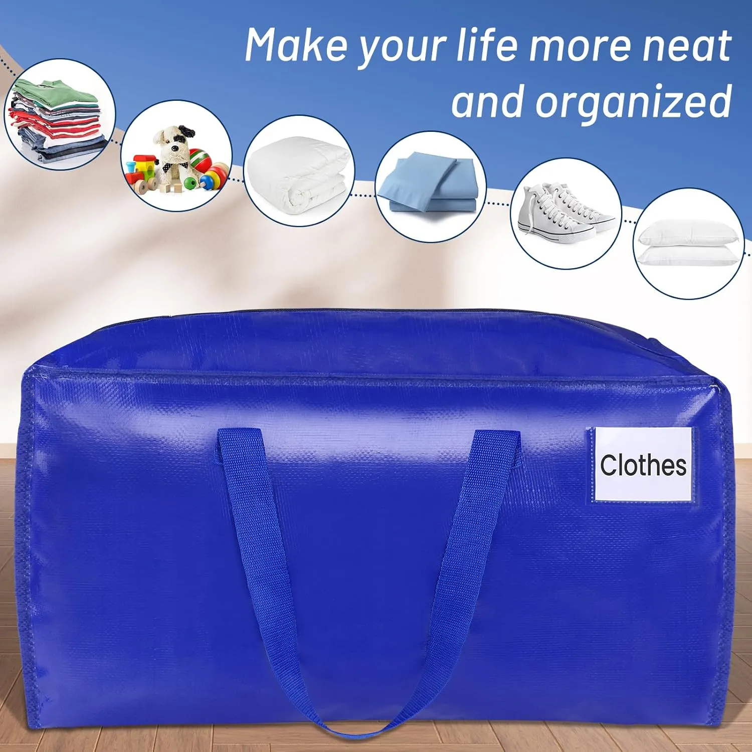 BlissTotes Moving Bags, Heavy Duty Moving Supplies & Storage Bags, Extra Large Packing Bags, Boxes with Tag Pockets, Collapsible Fold Flat Storage Totes, Alternative to Box and Bin, 93L, 8 Packs